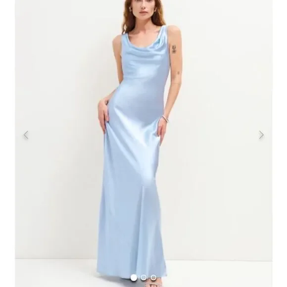 NEW Reformation Annabelle Silk Dress in Horizon Blue size 14 $448